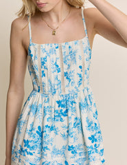 Blue Floral Tiered Hayden Midi Dress