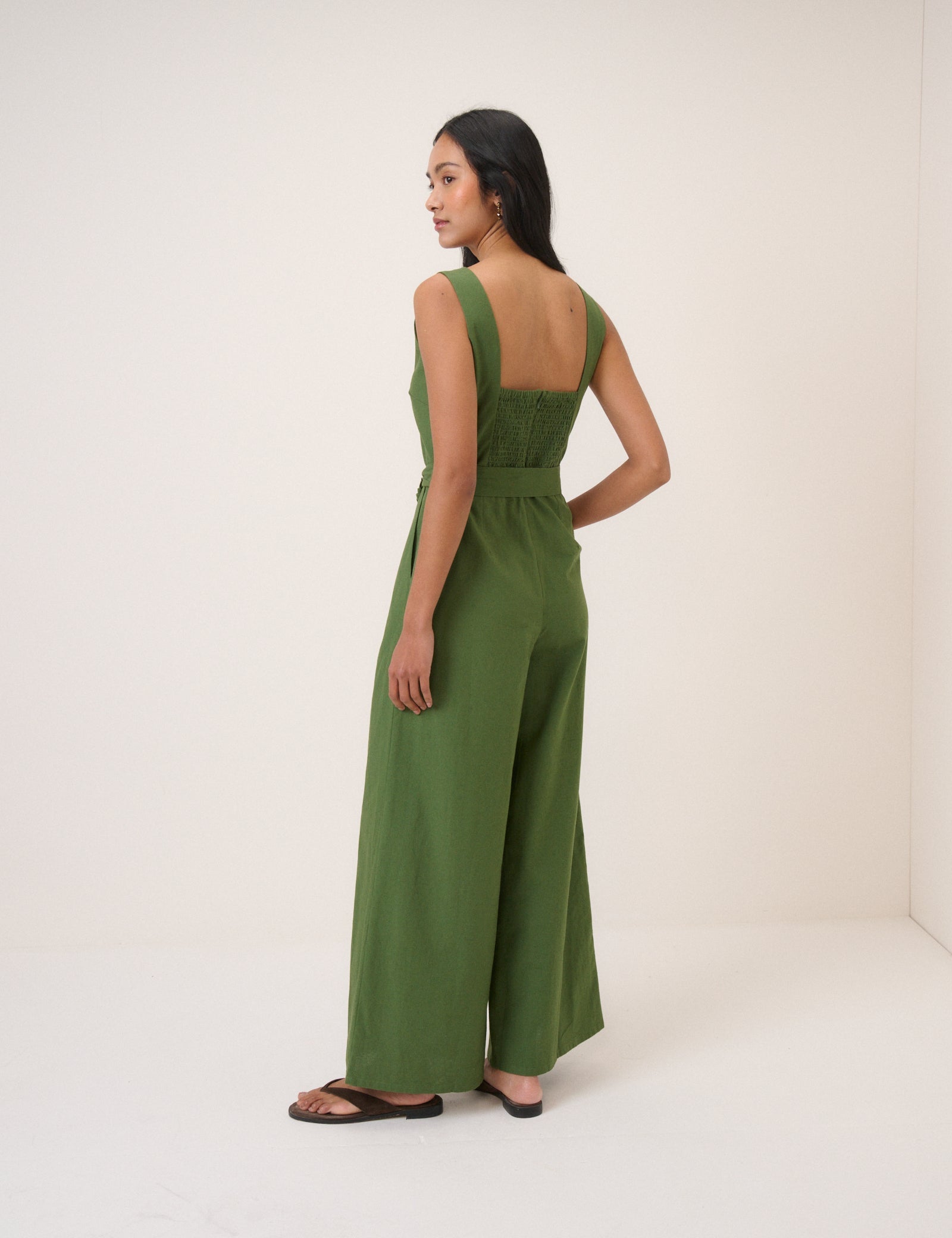 Green Square Neck Jumpsuit