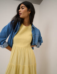 Yellow Sleeveless Tiered Charlie Midi Dress