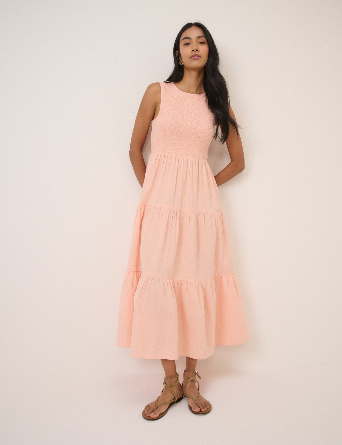 Coral Pink Sleeveless Charlie Midi Dress