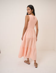 Coral Pink Sleeveless Charlie Midi Dress