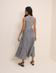 Navy Gingham Sleeveless Charlie Midi Dress