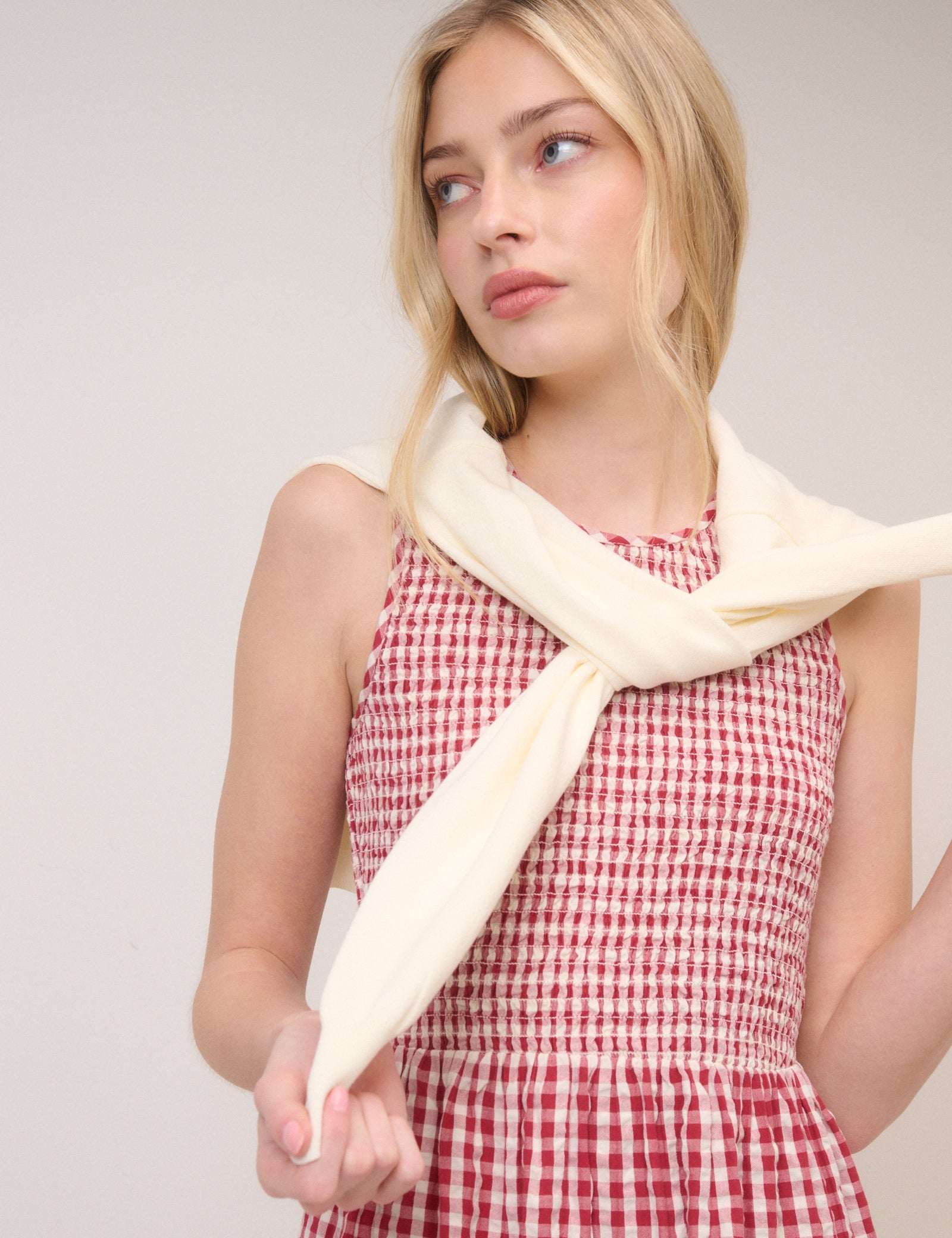 Red Gingham Sleeveless Charlie Midi Dress