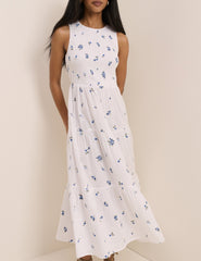 White Floral Embriodered Charlie Midi Dress