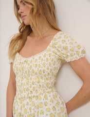 White Ditsy Floral Savanna Midi Dress