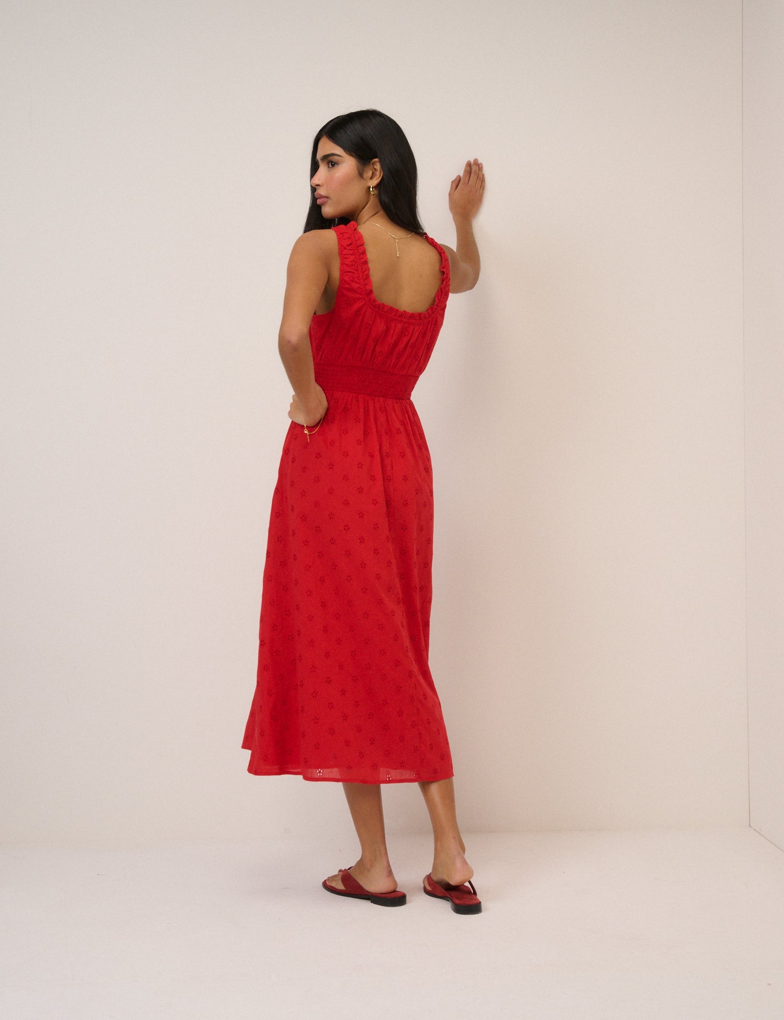 Red Floral Rylee Midi Dress