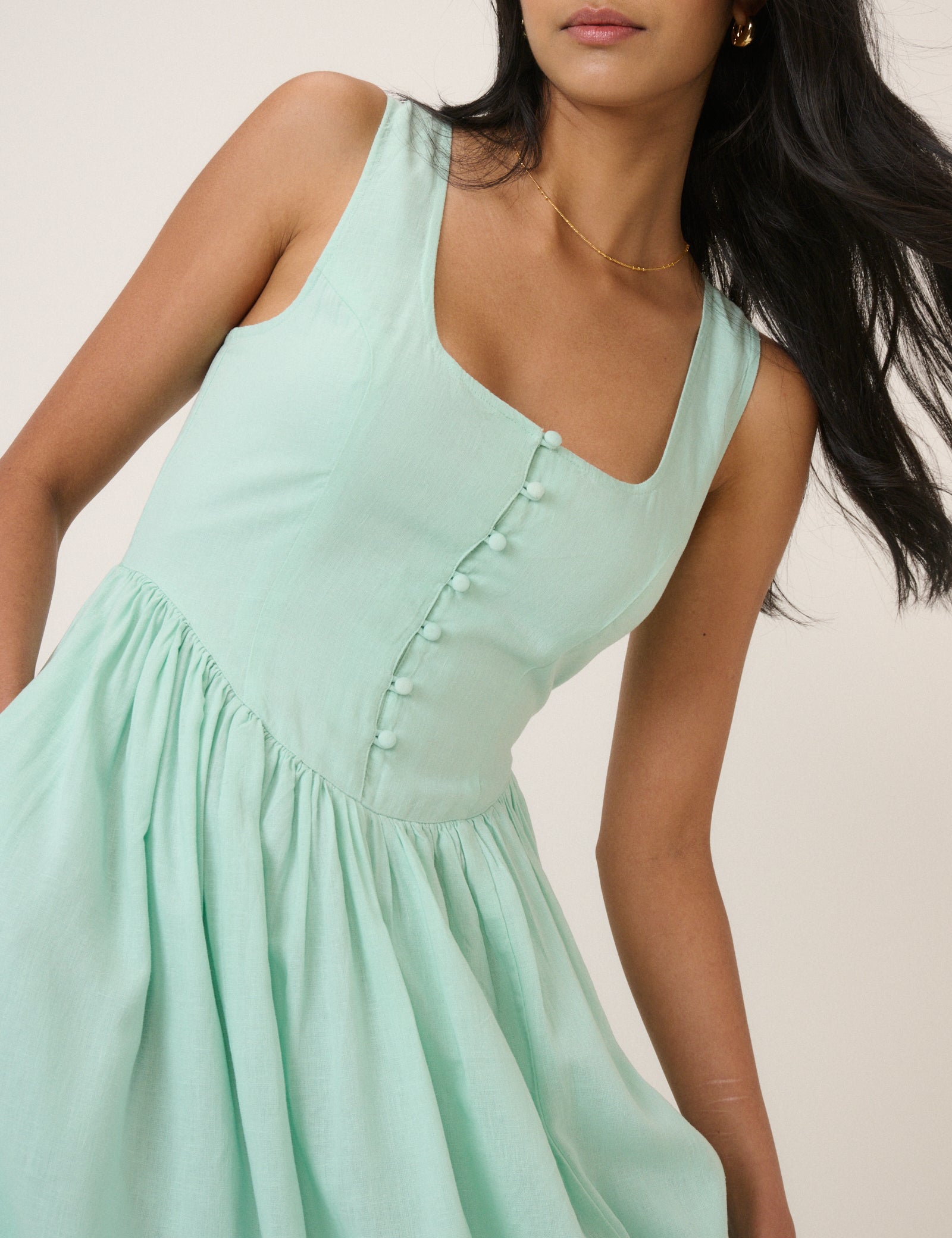 Mint Green Drop Waist Cora Midi Dress