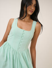 Mint Green Drop Waist Cora Midi Dress