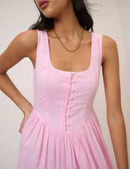 Pink Drop Waist Cora Midi Dress