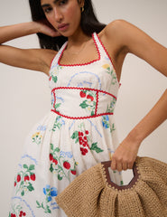 White Printed Halterneck Hallie Midi Dress
