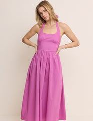 Pink Halterneck Hallie Midi Dress