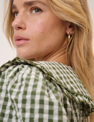Green Gingham Peter Pan Collar Blouse
