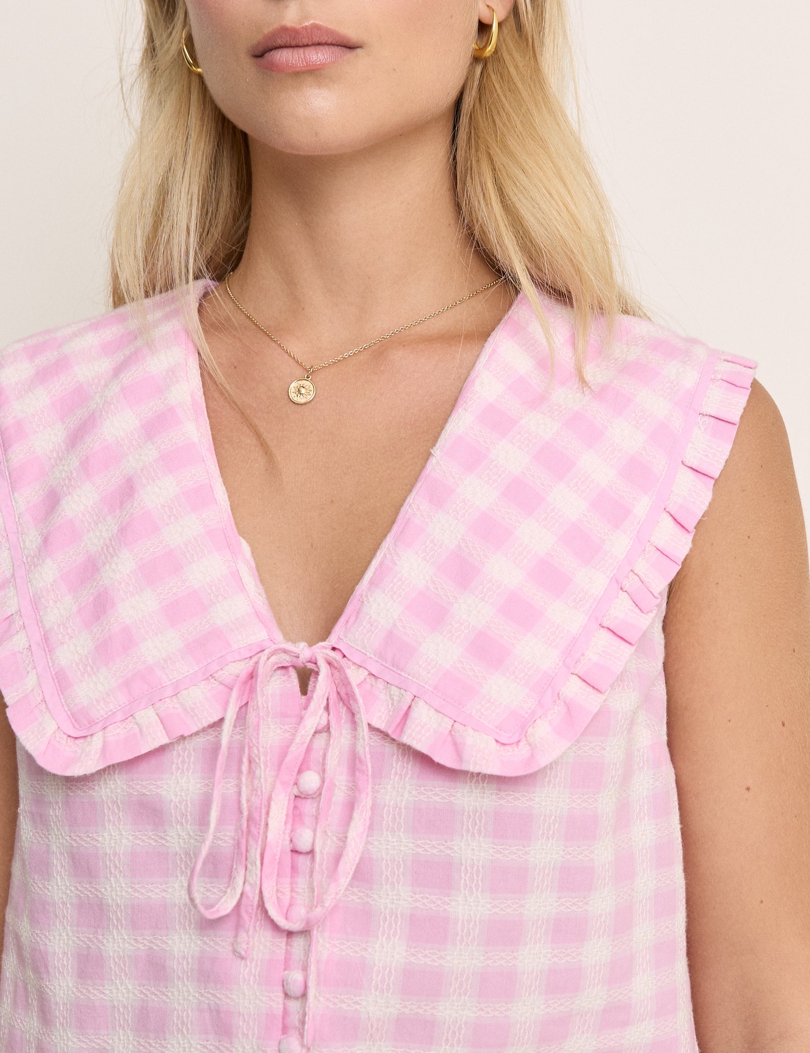 Blair Ruffle Collar Button Through