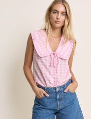 Blair Ruffle Collar Button Through
