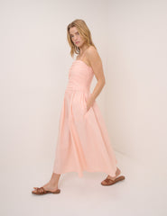 Coral Pink Bandeau Alice Midi Dress