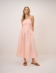 Coral Pink Bandeau Alice Midi Dress