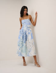 Blue Floral Bandeau Alice Midi Dress