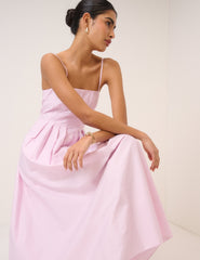 Pink Strappy Pleated Bonita Maxi Dress