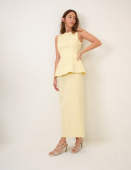 Butter Yellow Peplum Evah Maxi Dress