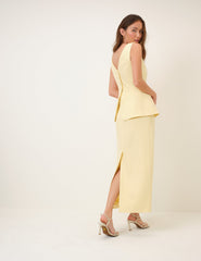Butter Yellow Peplum Evah Maxi Dress