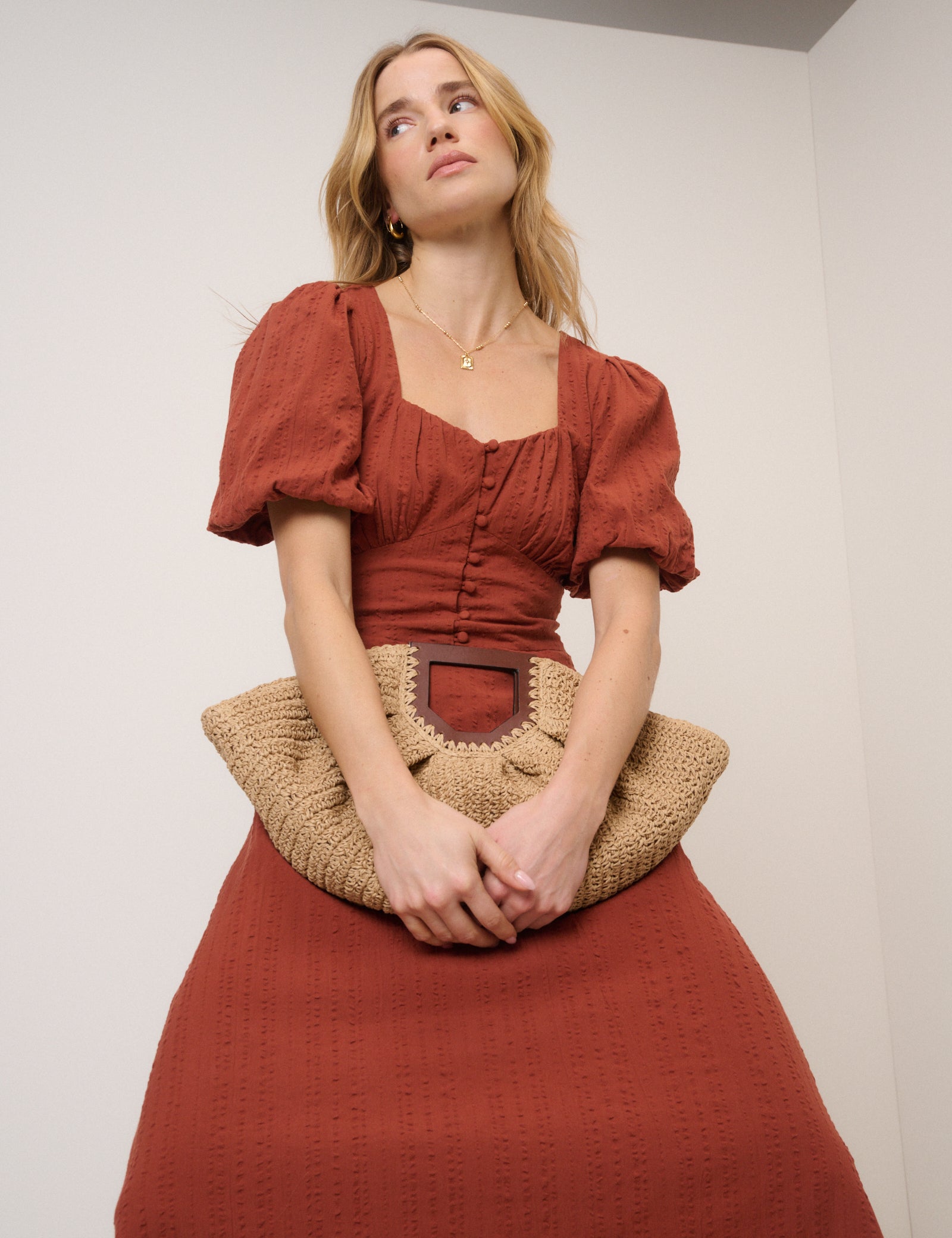Burnt Orange Melody Midi Dress