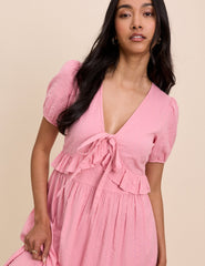 Light Pink Tiered Katie Midi Dress