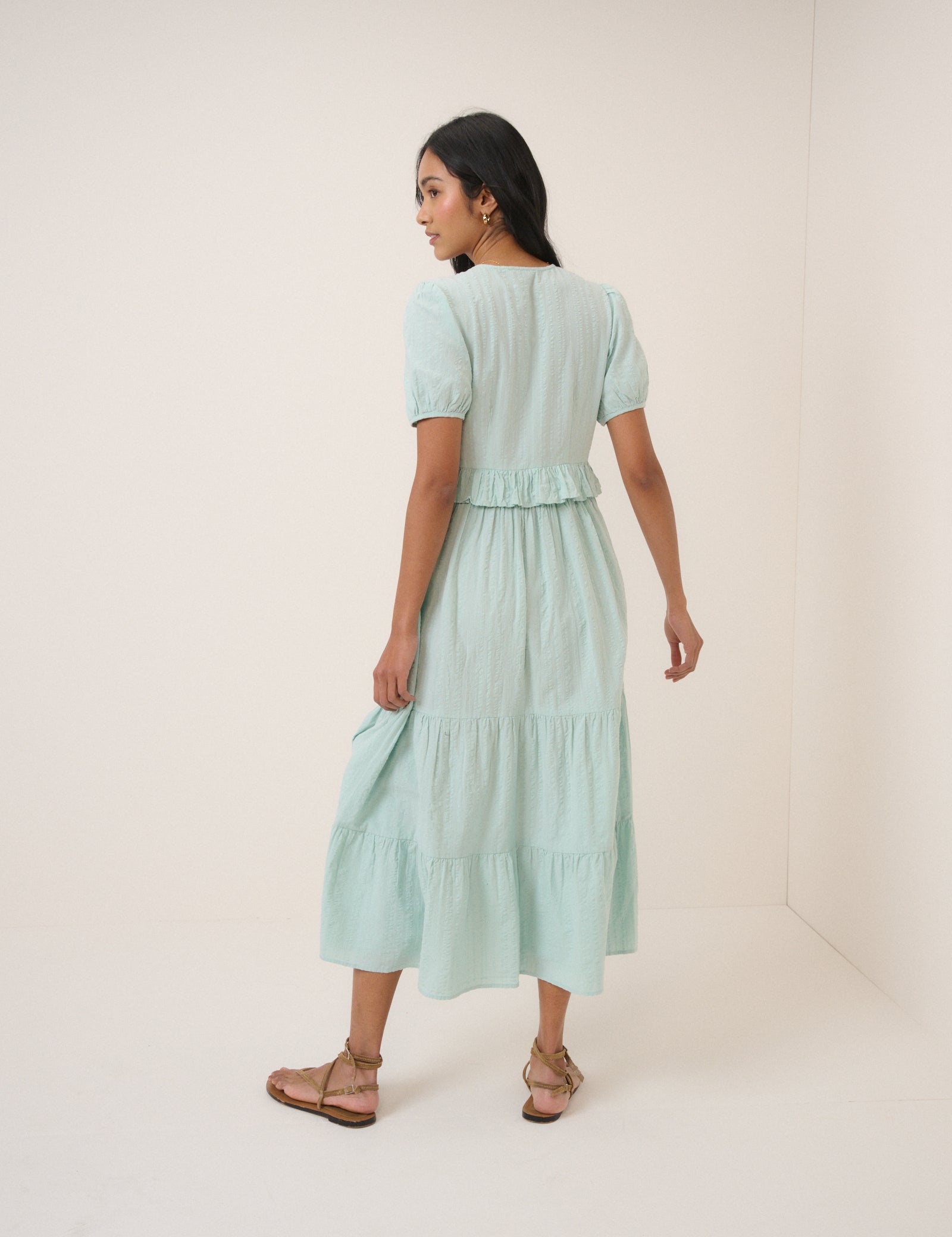 Mint Green Tiered Katie Midi Dress