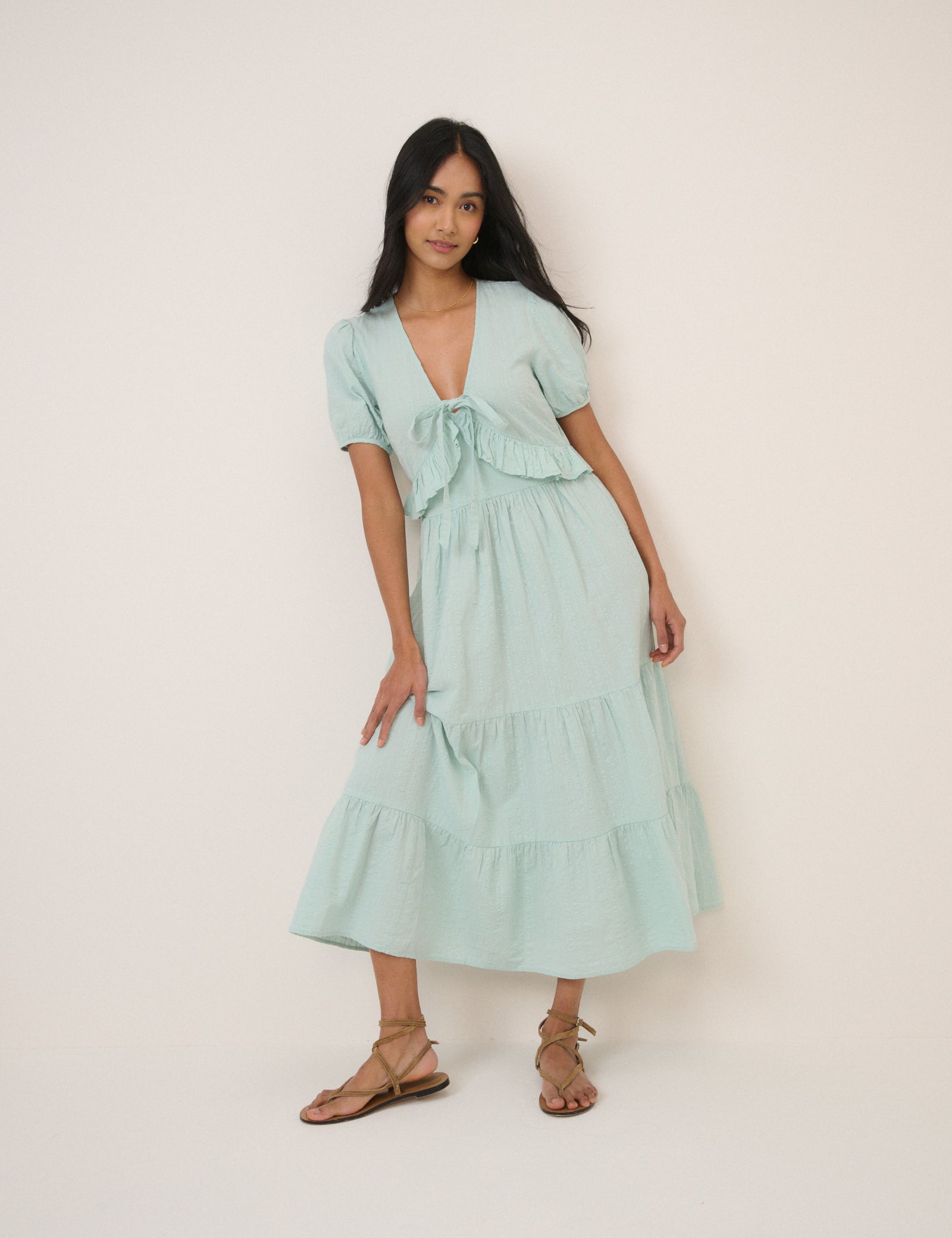 Mint Green Tiered Katie Midi Dress