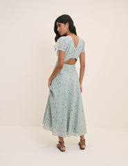 Mint Green Floral Bellinda Midi Dress