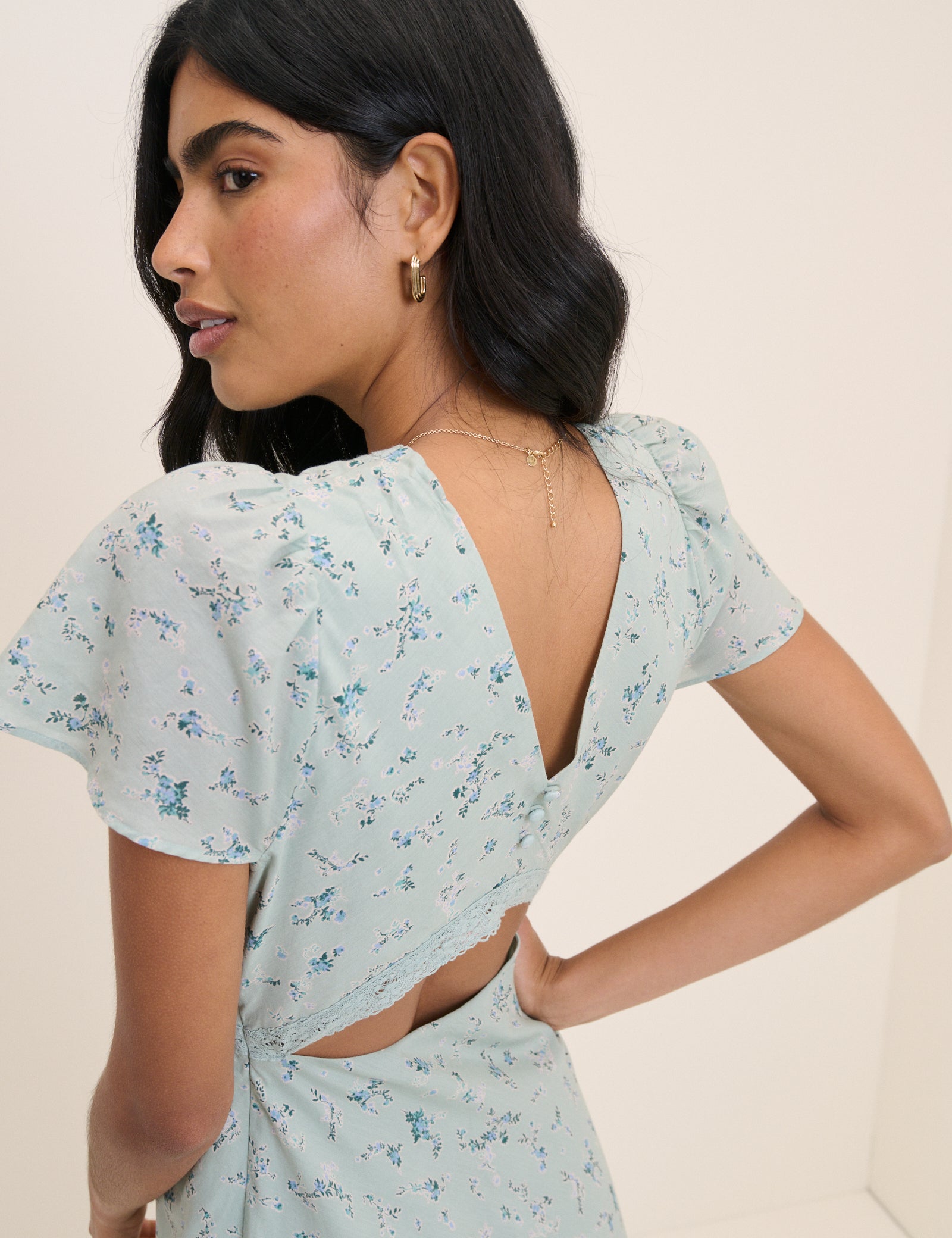 Mint Green Floral Bellinda Midi Dress
