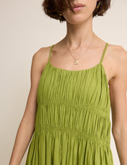 Green Ruched Tiered Daphne Maxi Dress