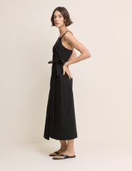 Black Square Neck Wrap Kourtney Midi Dress
