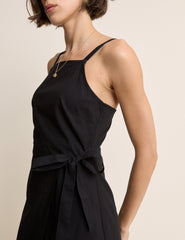 Black Square Neck Wrap Kourtney Midi Dress