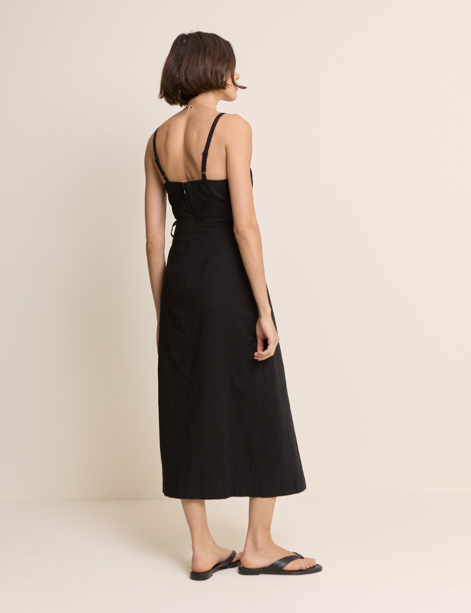 Black Square Neck Wrap Kourtney Midi Dress