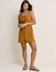 Mustard Yellow Square Neck Rosie Mini Dress