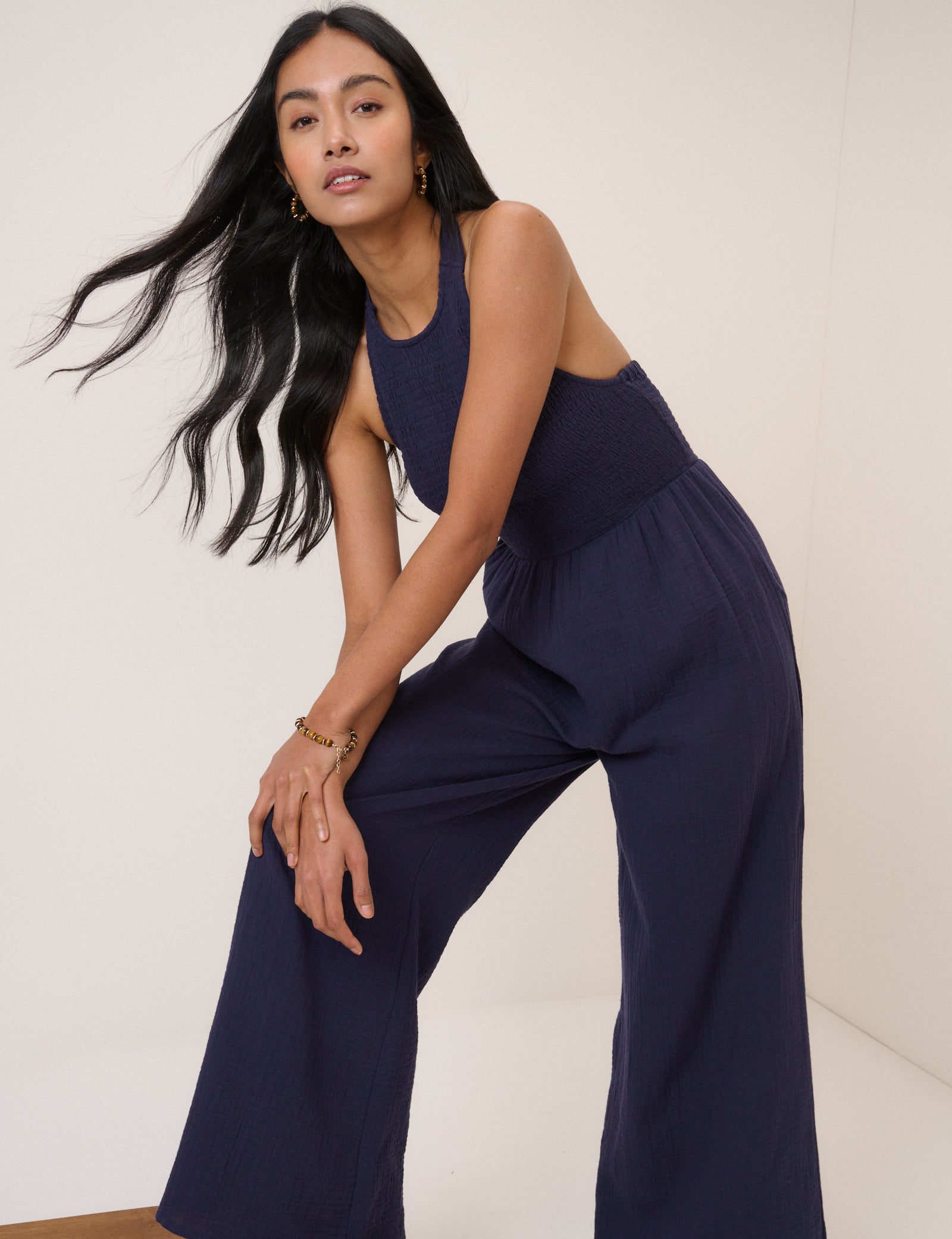 Navy Halterneck Tizzy Jumpsuit