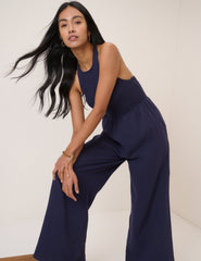 Navy Halterneck Tizzy Jumpsuit