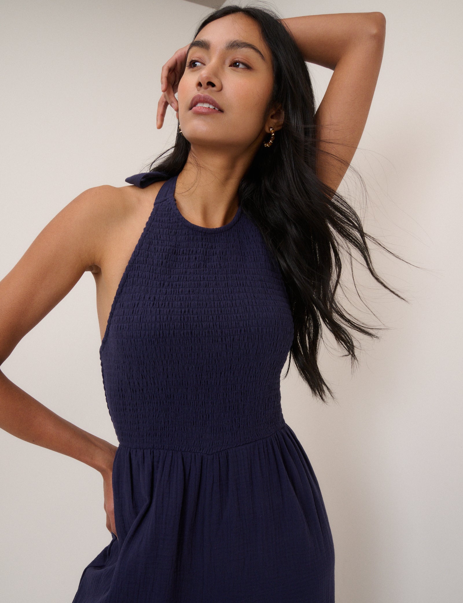 Navy Halterneck Tizzy Jumpsuit