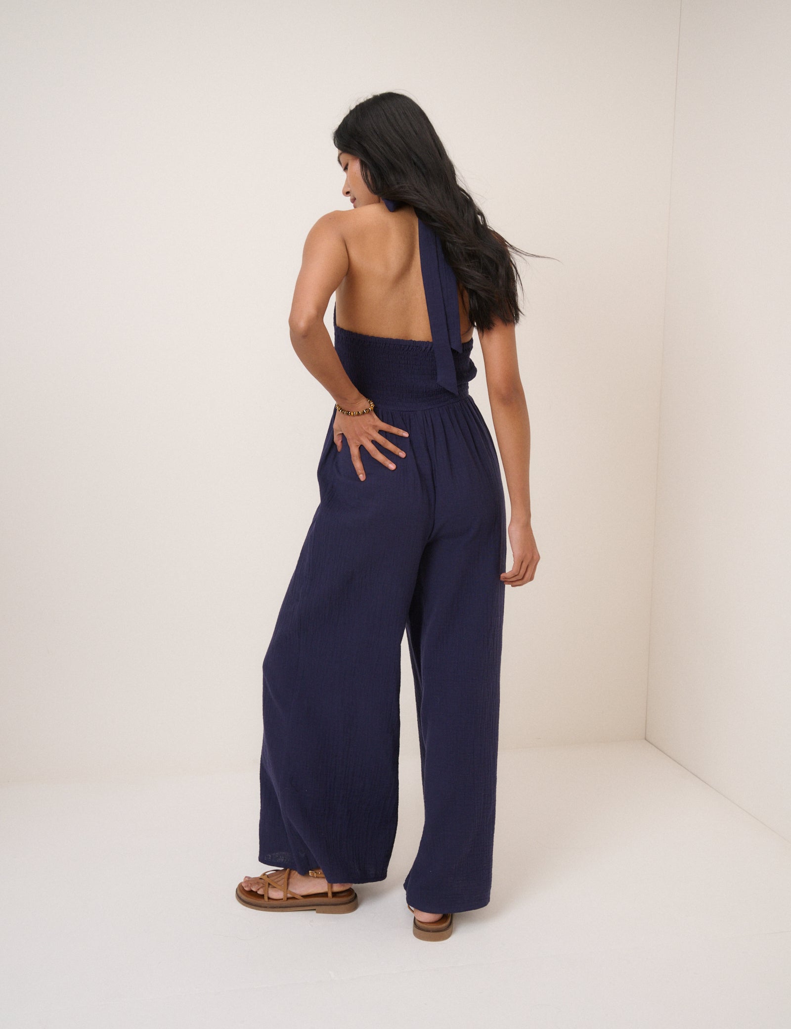 Navy Halterneck Tizzy Jumpsuit