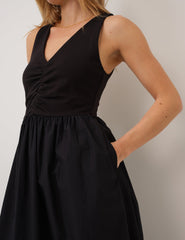 Black V-Neck Kyra Midi Dress