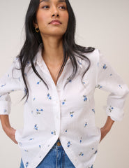 White Floral Embroidered Blouse