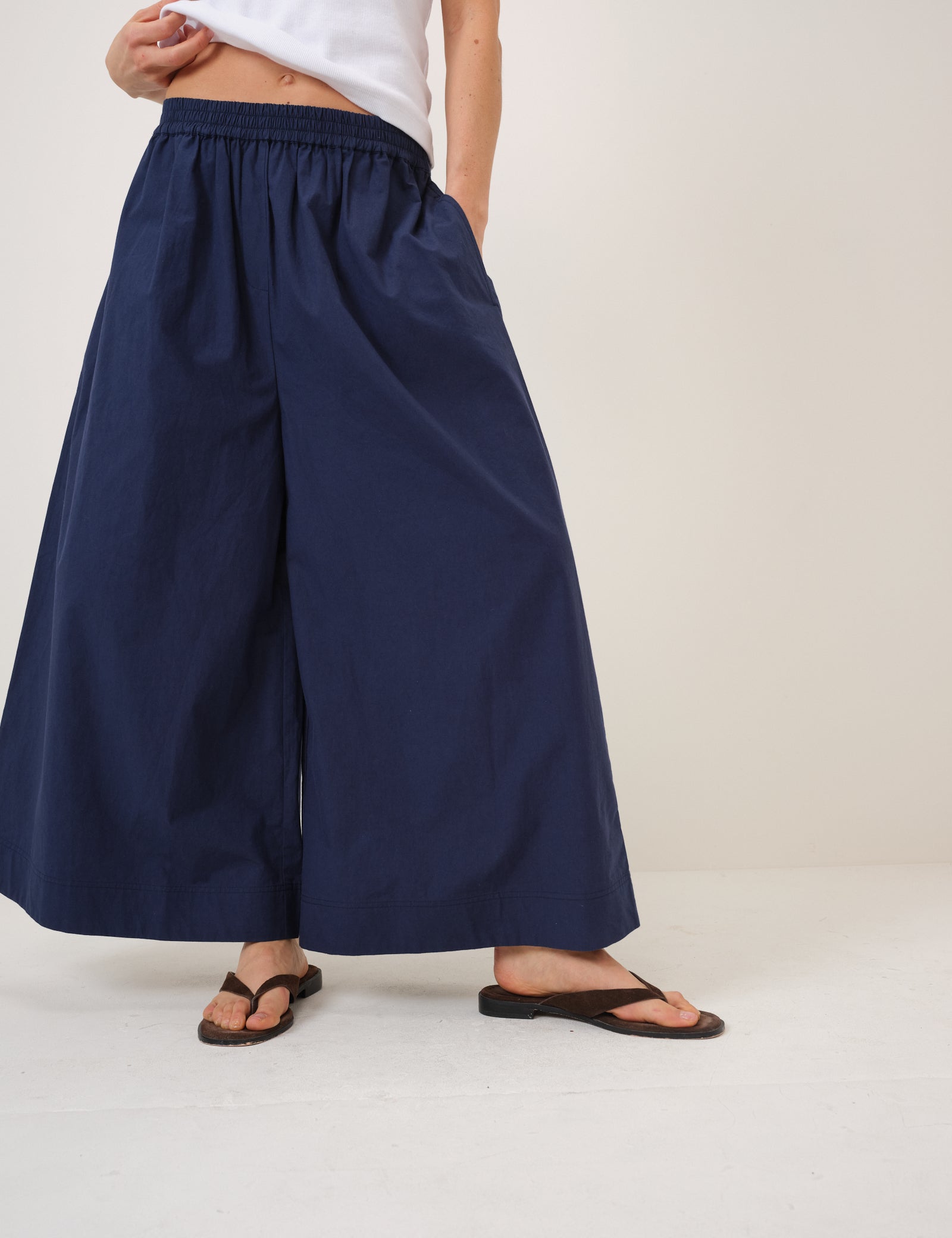 Navy Wide Leg Palazzo Culottes