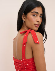 Red Polka Dot Hattie Jersey Midi Dress