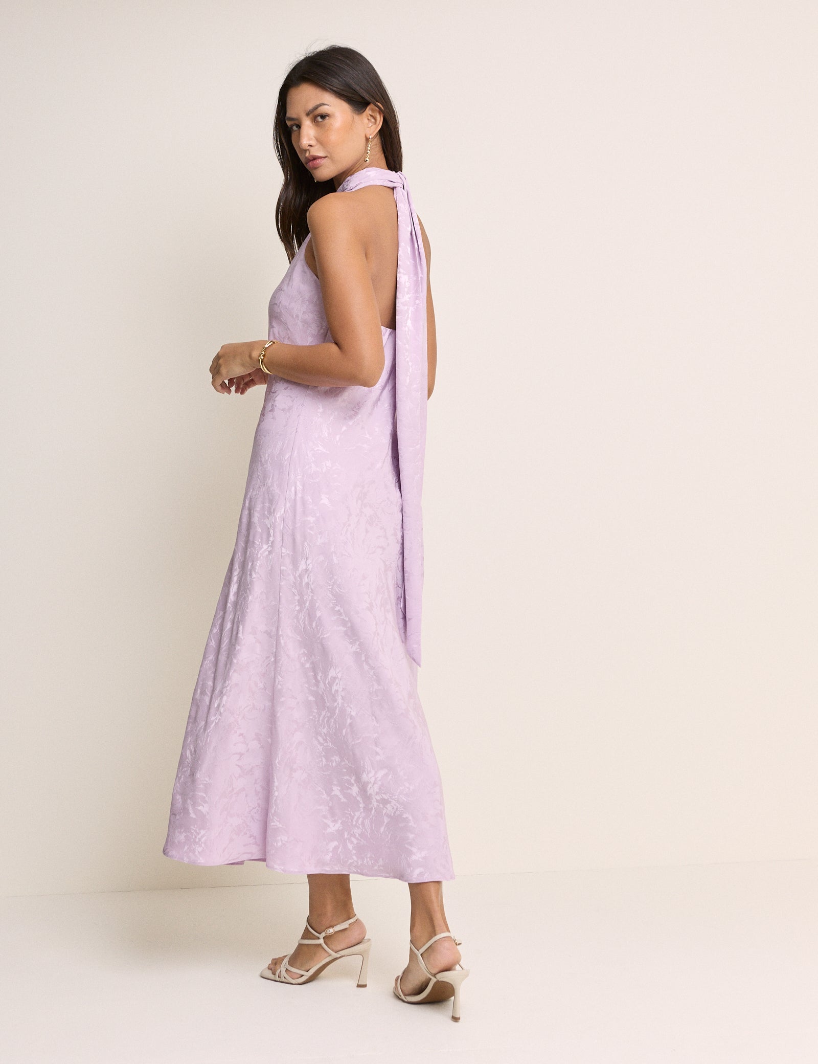 Lilac Floral Jacquard Fifi Maxi Dress