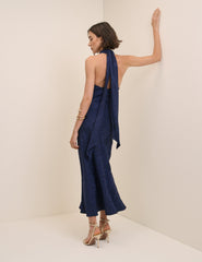 Navy Floral Jacquard Fifi Maxi Dress