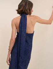 Navy Floral Jacquard Fifi Maxi Dress