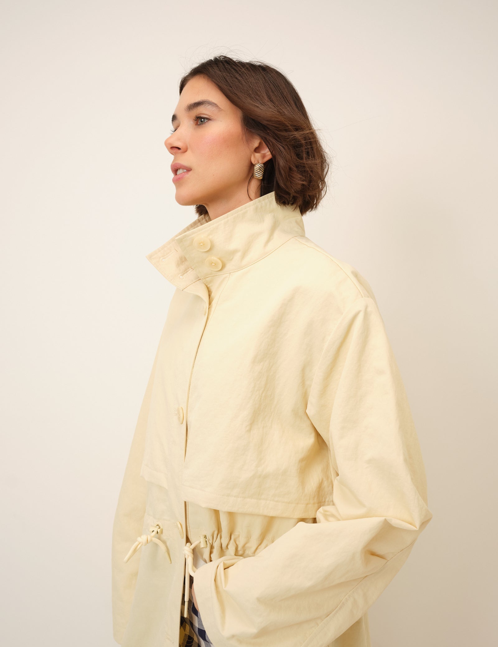 Butter Yellow Longline Funnel Neck Parka Jacket
