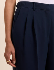 Navy Wide Leg Jax Crepe Trousers