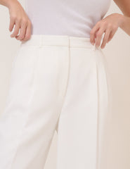 White Wide Leg Jax Crepe Trousers