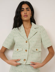 Green Check Boucle Jacket & Shorts Set